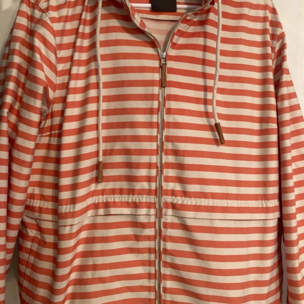 Women's Lafayette 148 NY Striped Lightweight Peach Rose & Tan Jacket - Picture 4 of 16